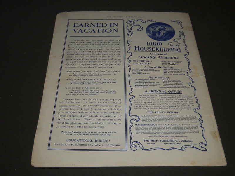 1902 AUGUST 2 THE SATURDAY EVENING POST MAGAZINE - ILLUSTRATED COVER- SP 1053