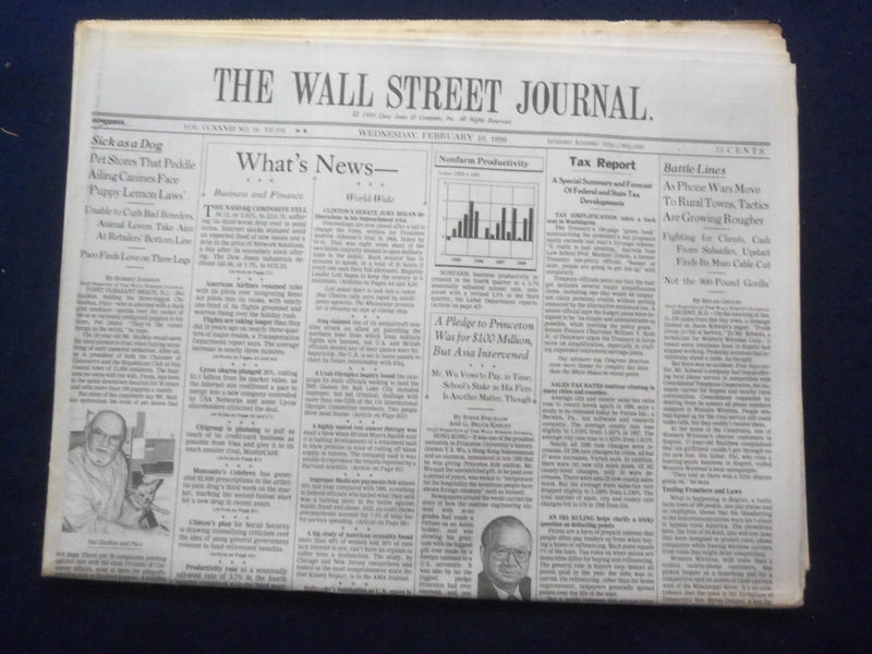 1999 FEB 10 THE WALL STREET JOURNAL - PET STORES, PUPPY LEMON LAWS - WJ 330