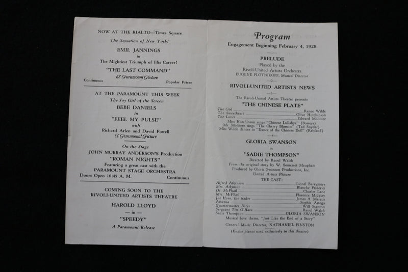 1928 RIVOLI UNITED ARTISTS MOVIE PROGRAMS - NEGRI - LOT OF 5 - K 1973