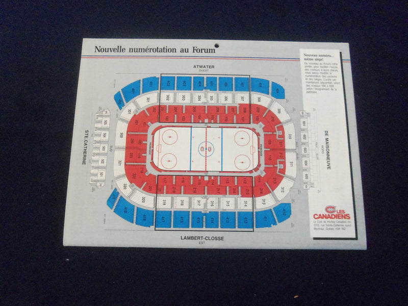 1988-1989 MONTREAL CANADIANS HOCKEY CALENDAR - F 254X