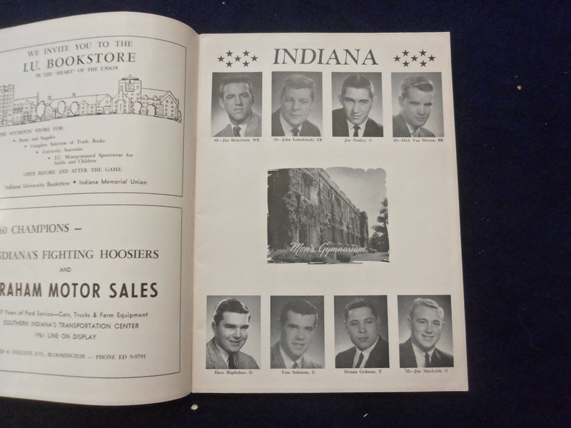 1960 OCT 22 FOOTBALL PROGRAM - INDIANA VS. MICHIGAN STATE-HERB ADDERLEY-SP 5454W
