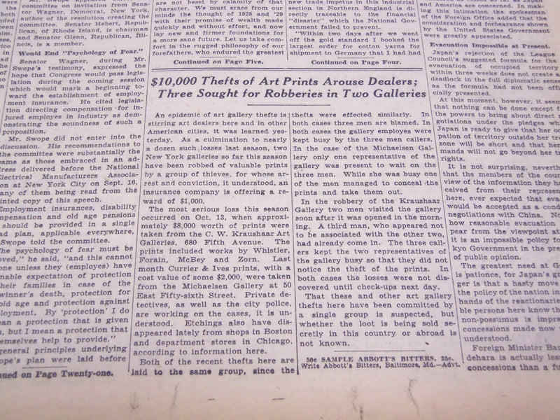 1931 OCTOBER 20 NEW YORK TIMES - 10,000 MOURNERS PASS EDISON'S BIER - NT 5013