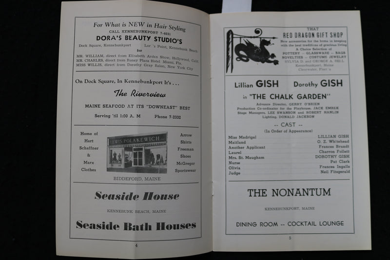 1956 JULY THE CHALK GARDEN PROGRAM - LILLIAN & DOROTHY GISH - K 1802