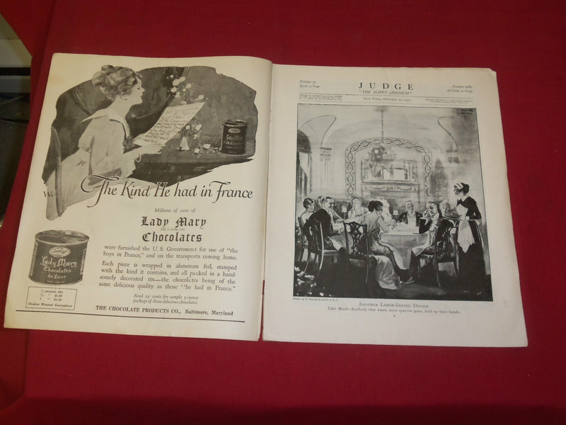 1919 OCTOBER 11 JUDGE MAGAZINE - POOR FISH-ILLUSTRATIONS, STORIES & ADS - B 6089