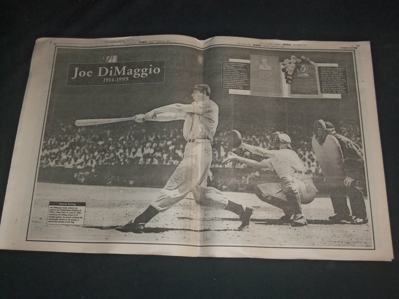 1999 MARCH 9 NEW YORK POST NEWSPAPER - JOE DIMAGGIO DIED 1914-1999 - NP 4134
