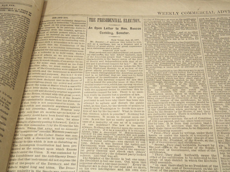 1877 JAN 24 WEEKLY COMMERCIAL ADVERTISER - COUNTING THE VOTE ELECTION - NP 8963