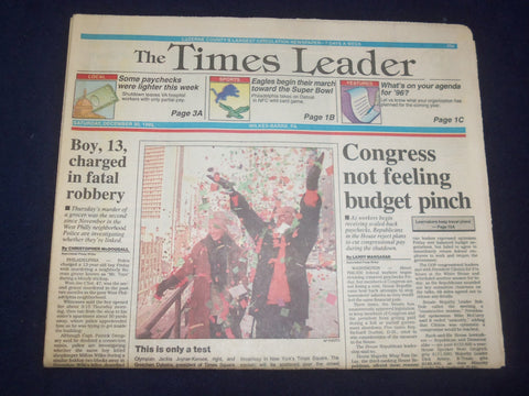 1995 DEC 30 WILKES-BARRE TIMES LEADER-CONGRESS NOT FEELING BUDGET PINCH- NP 8141