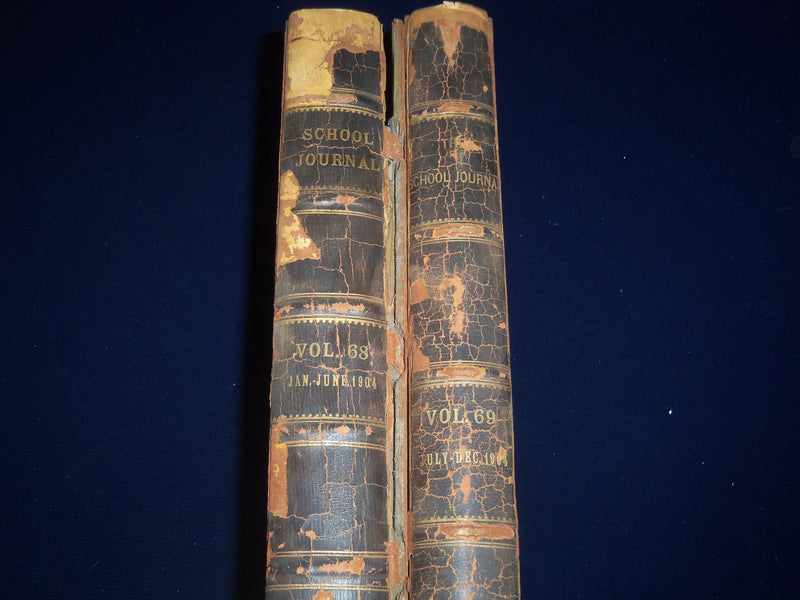 1904 THE SCHOOL JOURNAL MAGAZINE BOUND VOLUME NO. 68 & 69 LOT OF 2 - KD 3215