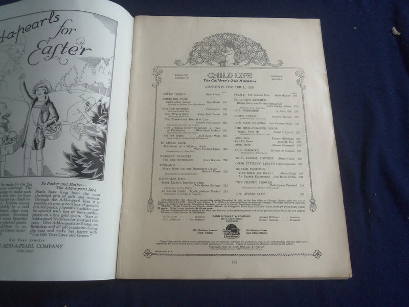 1928 APRIL CHILD LIFE MAGAZINE - GREAT ILLUSTRATED COVER - SP 6749M