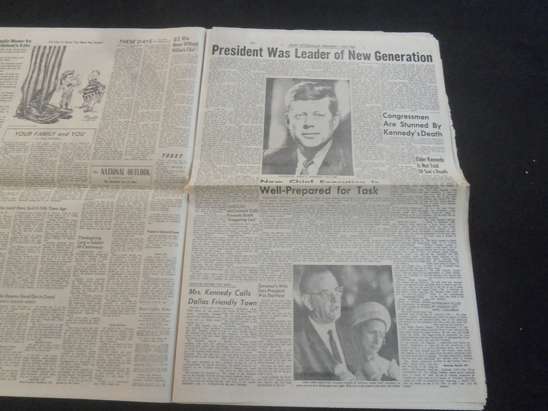 1963 NOV 23 DAILY LOCAL NEWS NEWSPAPER- JFK BODY TAKEN TO WHITE HOUSE - NP 5802