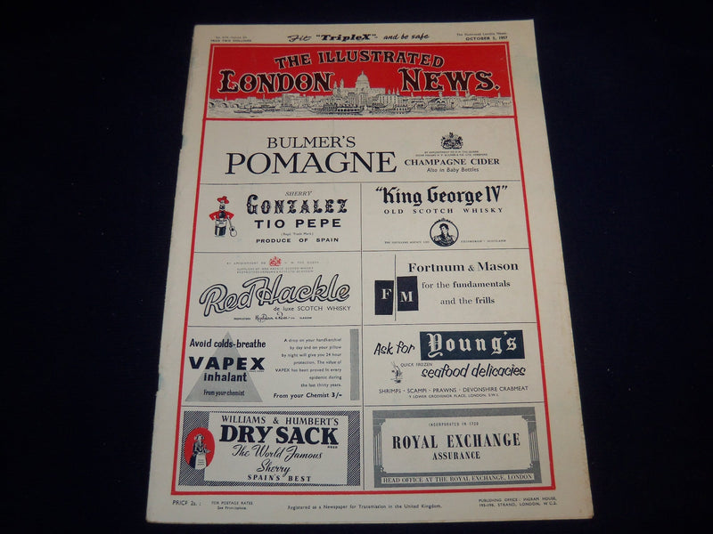 1957 OCTOBER 5 ILLUSTRATED LONDON NEWS MAGAZINE - PAMIR SAILING SHIP - E 8048
