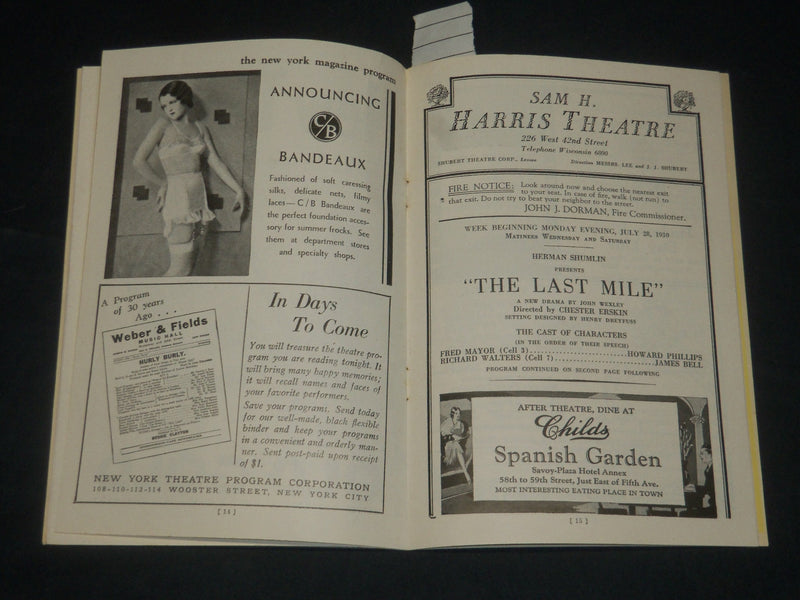 1930 THE LAST MILE - SAM H. HARRIS THEATRE PROGRAM - CALLEIA - J 5692