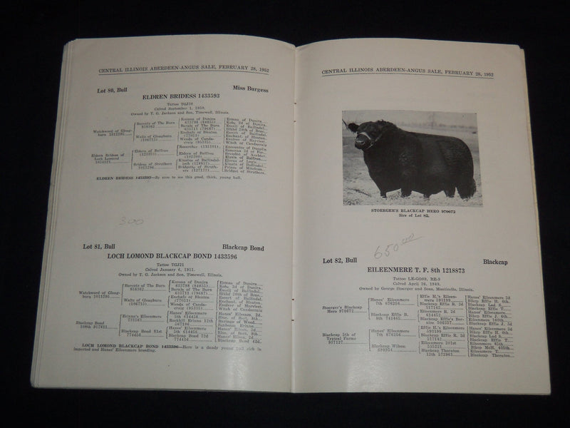 1952 CENTRAL ILLINOIS ANNUAL SPRING BULL SALE CATALOG LOT OF 2 - J 9092