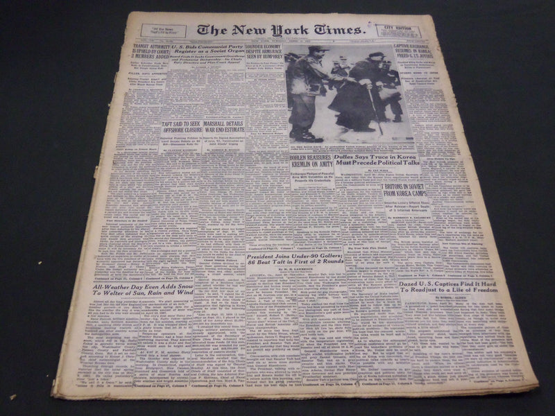 1953 APRIL 21 NEW YORK TIMES - CAPTURE EXCHANGE RESUMES IN KOREA - NT 4607