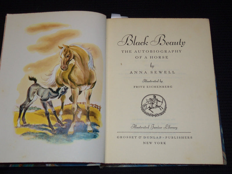 1945 BLACK BEAUTY HARDCOVER BOOK BY ANNA SEWELL - FRITZ EICHENBERG - KD 7948