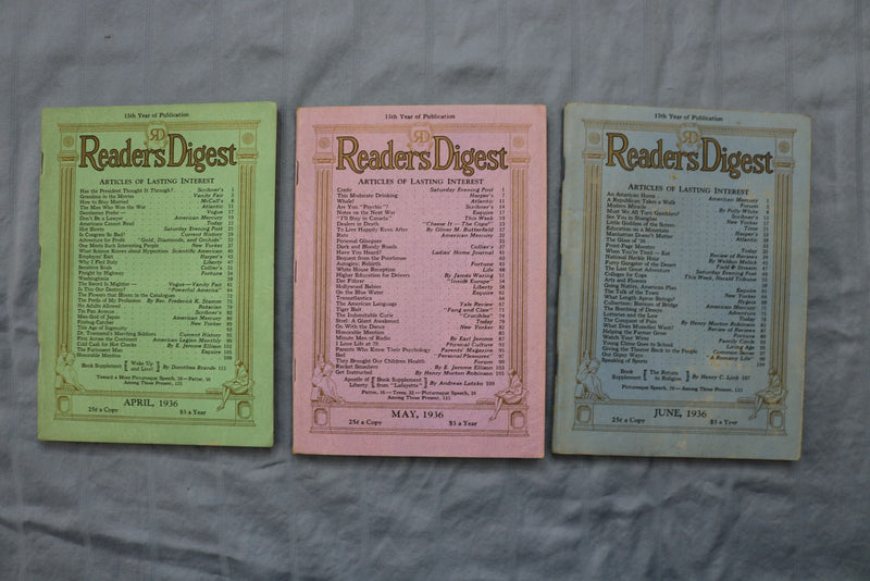 1936 READER'S DIGEST MAGAZINE - COMPLETE YEAR - LOT OF 12 - O 3871