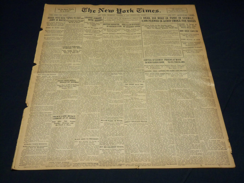 1915 JANUARY 7 NEW YORK TIMES - PANIC IN SUBWAY 1 DEAD 210 HURT - NT 7817