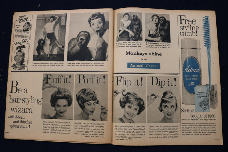 1959 APRIL 12 SUNDAY NEWS COLOROTO MAGAZINE - LOUIS JOURDAN - BASEBALL - E 23185