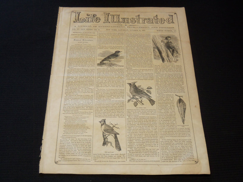 1857 OCTOBER 10 LIFE ILLUSTRATED NEWSPAPER - BIRD NOTES - NP 5915