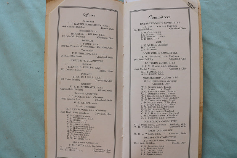 1925 NORTHERN OHIO DENTAL ASSOCIATION ANNUAL SESSION - CLEVELAND, OH - K 3309