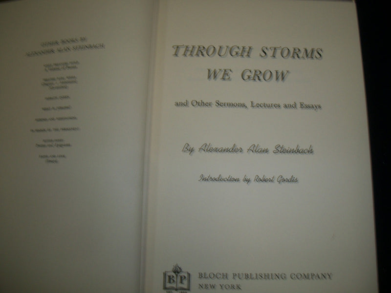 1964 THROUGH STORMS WE GROW SERMONS BY ALEXANDER ALAN STEINBACH SIGNED - KD 588