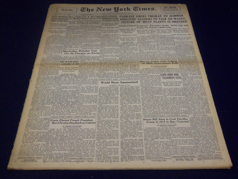 1946 JANUARY 24 NEW YORK TIMES - MACARTHUR REBUKES TASS - NT 3460