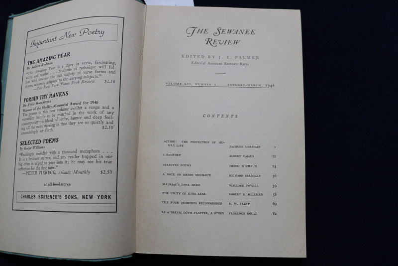 1948 WINTER THE SEWANEE REVIEW SOFTCOVER BOOK - ALBERT CAMUS - K 747