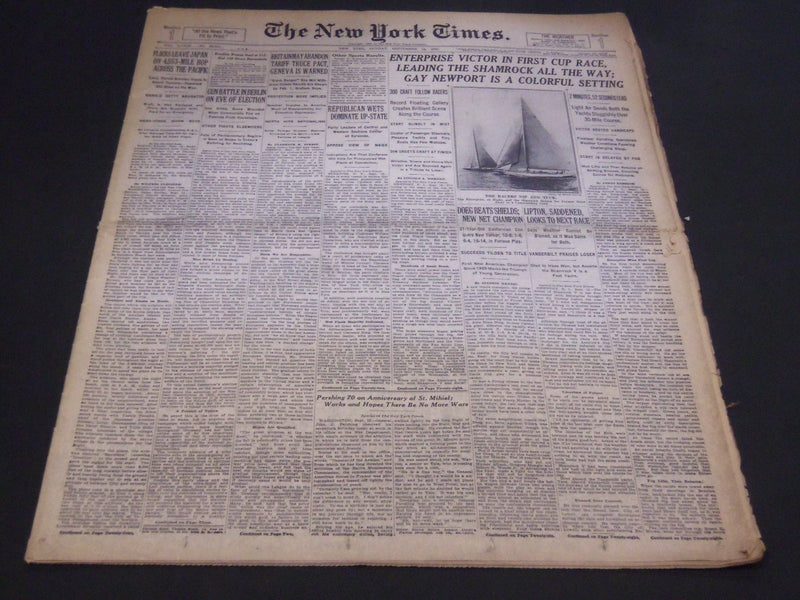 1930 SEPT 14 NEW YORK TIMES - ENTERPRISE VICTOR IN FIRST CUP RACE - NT 4954