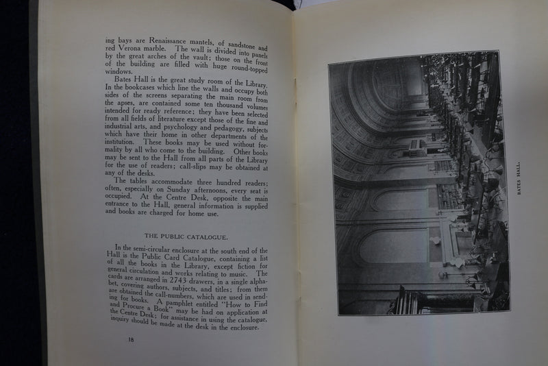 1923 HANBOOK OF THE BOSTON PUBLIC LIBRARY SOFTCOVER BOOK BY FRANK CHASE - K 854