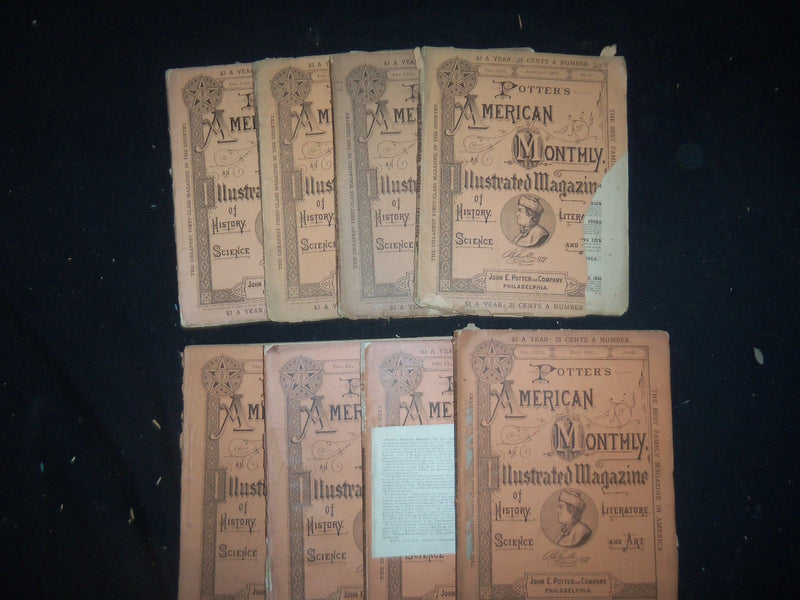 1877 POTTER'S AMERICAN MONTHLY ILLUSTRATED MAGAZINE - LOT OF 8 ISSUES - WR 1149