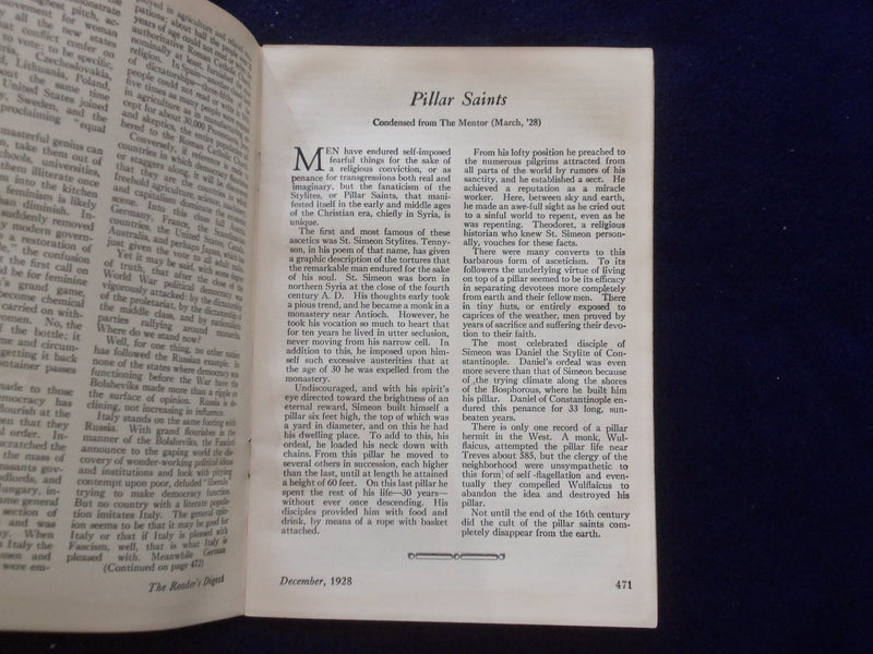1928 DECEMBER THE READER'S DIGEST SOFTCOVER BOOK - NUMBER 80 - J 8441