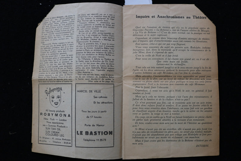 1945 MARCH 8 GAITE - LE THEATRE DE LA REVUE PROGRAMME - FRENCH - K 2802