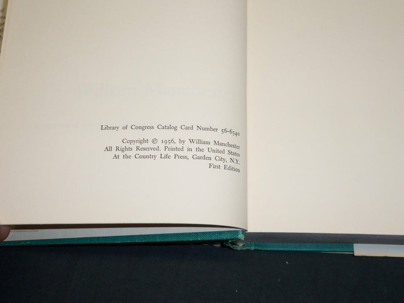 1956 SHADOW OF THE MONSOON BOOK INSCRIBED BY WILLIAM MANCHESTER FIRST EDN- D 423