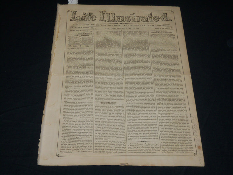 1856 MAY 3 LIFE ILLUSTRATED NEWSPAPER - LIGHTNING - NP 4857