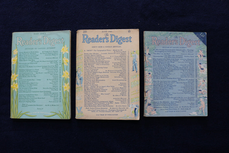 1943 READER'S DIGEST MAGAZINE - LOT OF 9 - O 3446