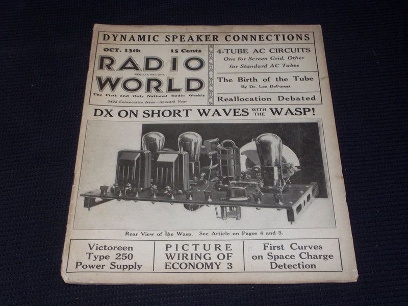 1928 OCTOBER 13 RADIO WORLD MAGAZINE NICE ELECTRONICS COVERS & ADS - E 2817