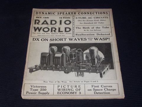 1928 OCTOBER 13 RADIO WORLD MAGAZINE NICE ELECTRONICS COVERS & ADS - E 2817