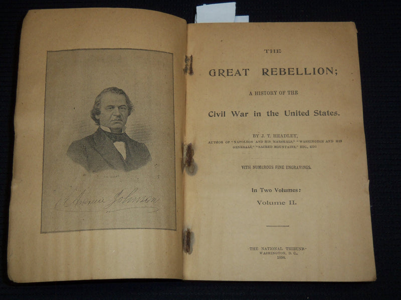 1898 THE GREAT REBELLION VOLUME 1 & 2 BY J. T. HEADLEY - SOFTCOVER - KD 936