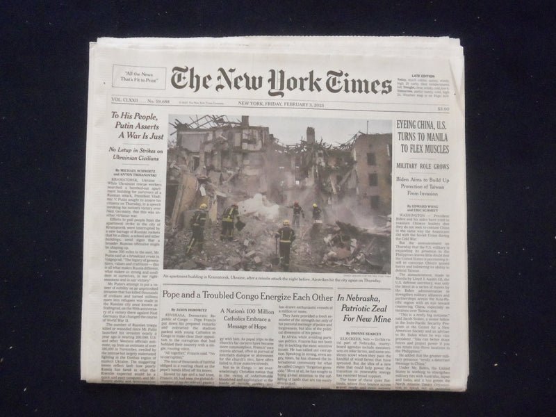 2023 FEB 3 NEW YORK TIMES - EYEING CHINA, U.S. TURNS TO MANILA TO FLEX MUSCLES