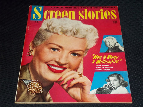 1953 NOVEMBER SCREEN STORIES MAGAZINE - BETTY GRABLE FRONT COVER - E 15870