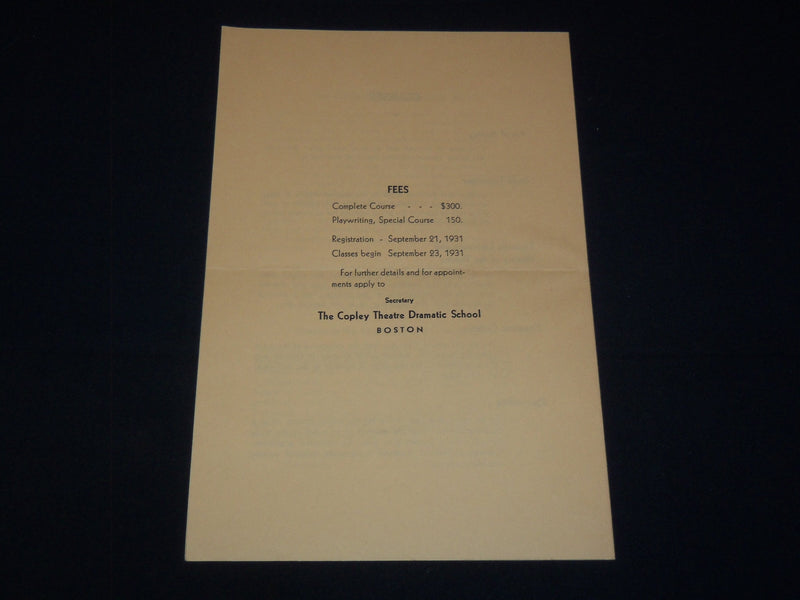 1931 COPLEY THEATRE DRAMATIC SCHOOL PROGRAM - DOUGLAS MCLEAN - BEAL - K 2041