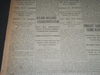 1920 DECEMBER 9 NEW YORK TIMES - WILSON DECLINES LEAGUE INVITATION - NT 6734