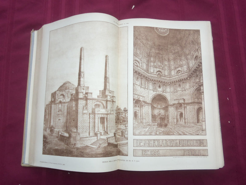 1899 JAN-DEC THE BUILDER U. K. MAGAZINE BOUND VOLUMES - 2 VOLS - FOLD OUTS - C 5