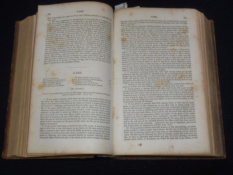 1855 A DIGEST TOF THE LAWS OF NEW JERSEY BOOK - ELMER & NIXON - KD 5981L