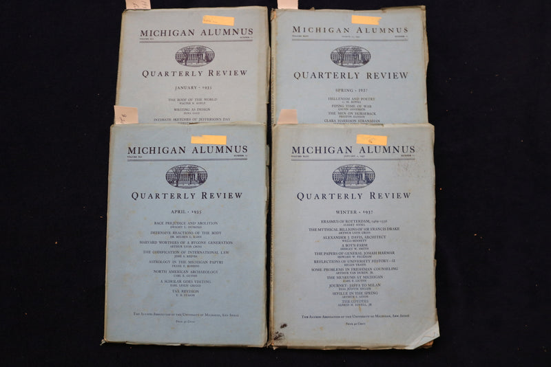 1935-1937 MICHIGAN ALUMNUS QUARTERLY REVIEW MAGAZINE - LOT OF 4 - O 3430