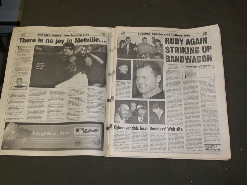 2000 OCTOBER 28 NEW YORK POST NEWSPAPER - RUDY GIULIANI - HOOKY WARS - NP 3107