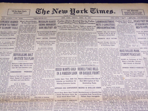 1937 APRIL 23 NEW YORK TIMES - REBELS IN BASQUE FRONT - NT 3397