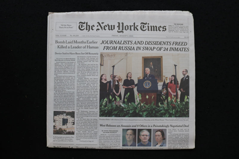 2024 AUGUST 2 NEW YORK TIMES - JOURNALISTS AND DISSIDENT FREED FROM RUSSIA