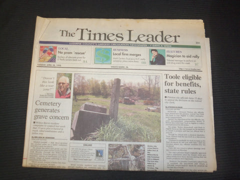 1998 APRIL 28 WILKES-BARRE TIMES LEADER-WIL TOOLE ELIGIBLE FOR BENEFITS- NP 7506