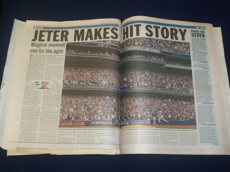 2001 JULY 10 NEW YORK DAILY NEWS NEWSPAPER - DEREK JETER GETS 3,000 HIT -NP 4226